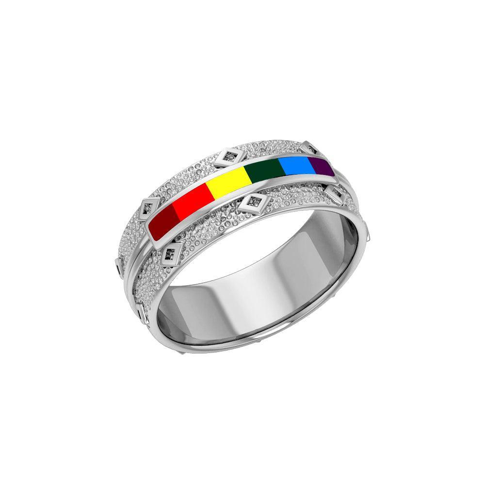 Rainbow Inlay Silver Ring JR259 - peterstone.dropshipping