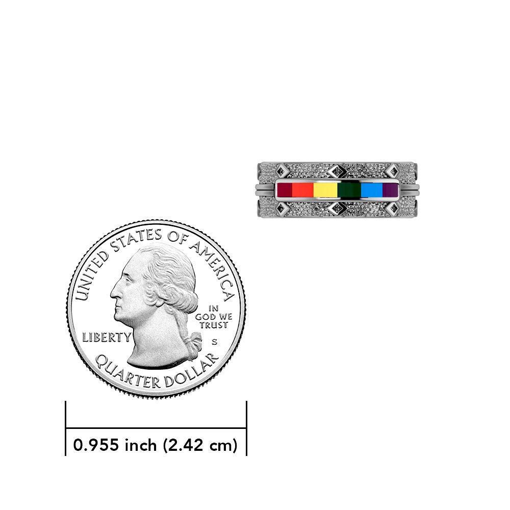 Rainbow Inlay Silver Ring JR259 - peterstone.dropshipping