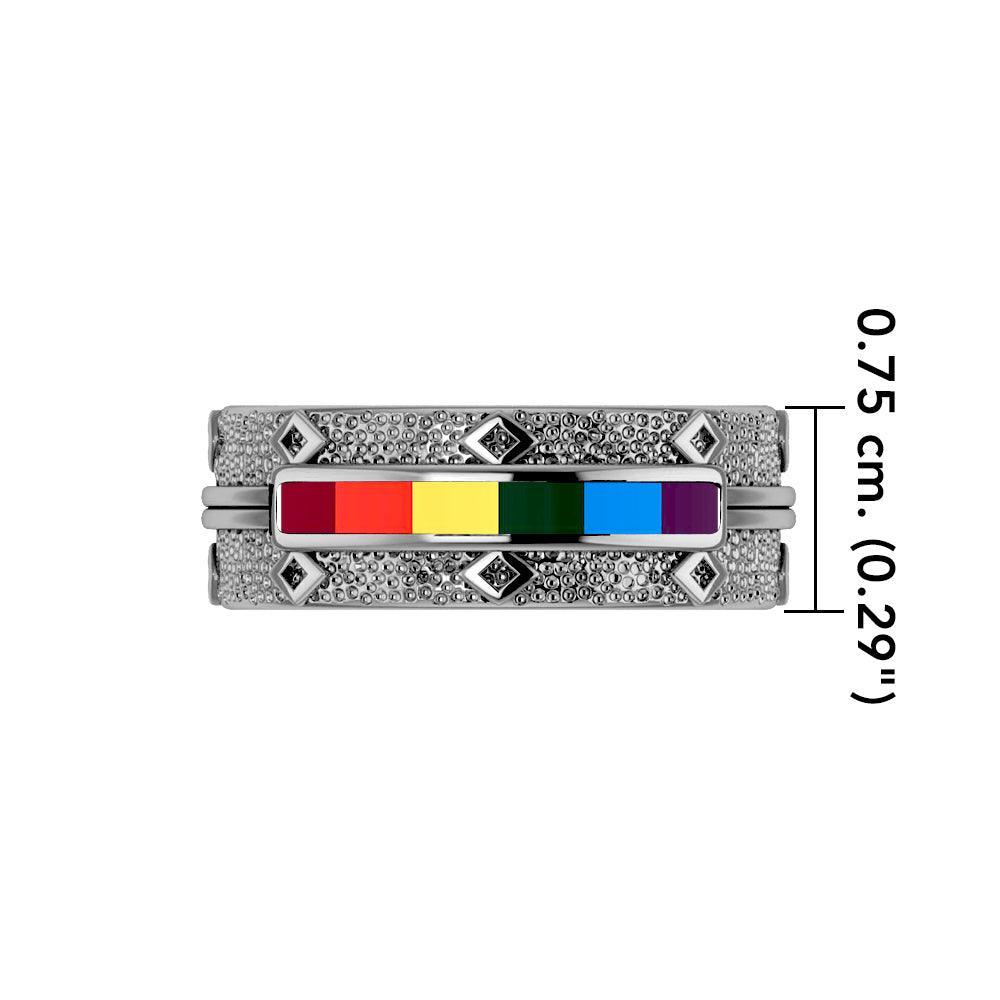 Rainbow Inlay Silver Ring JR259 - peterstone.dropshipping