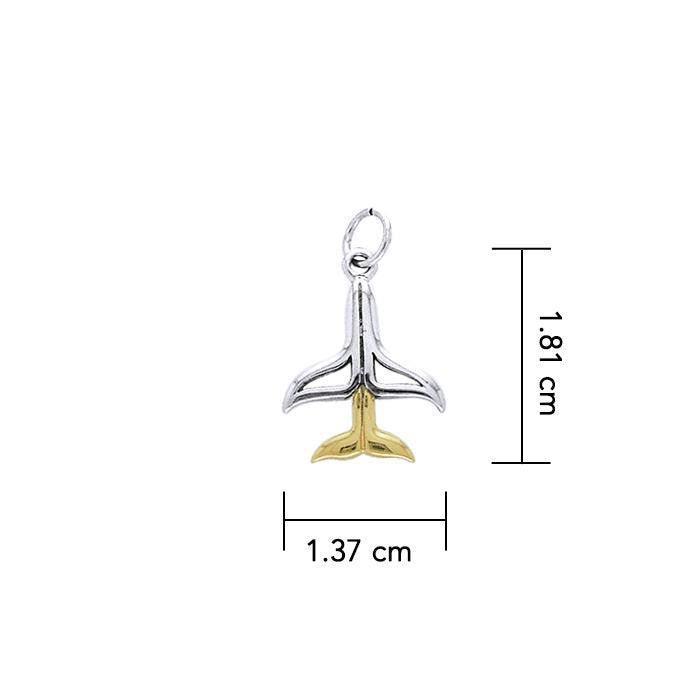 Whale Tail Silver and 14K Gold accent Charm MCM083 - peterstone.dropshipping