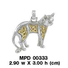 The Mystical Paw of the Celtic Cat Silver with 14K Gold Accent Pendant MPD333 - peterstone.dropshipping