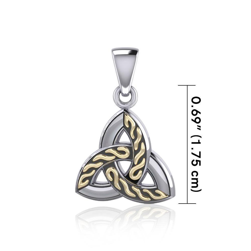 Braided Celtic Trinity Knot Silver & 18k gold accents Pendant MPD1812 - peterstone.dropshipping