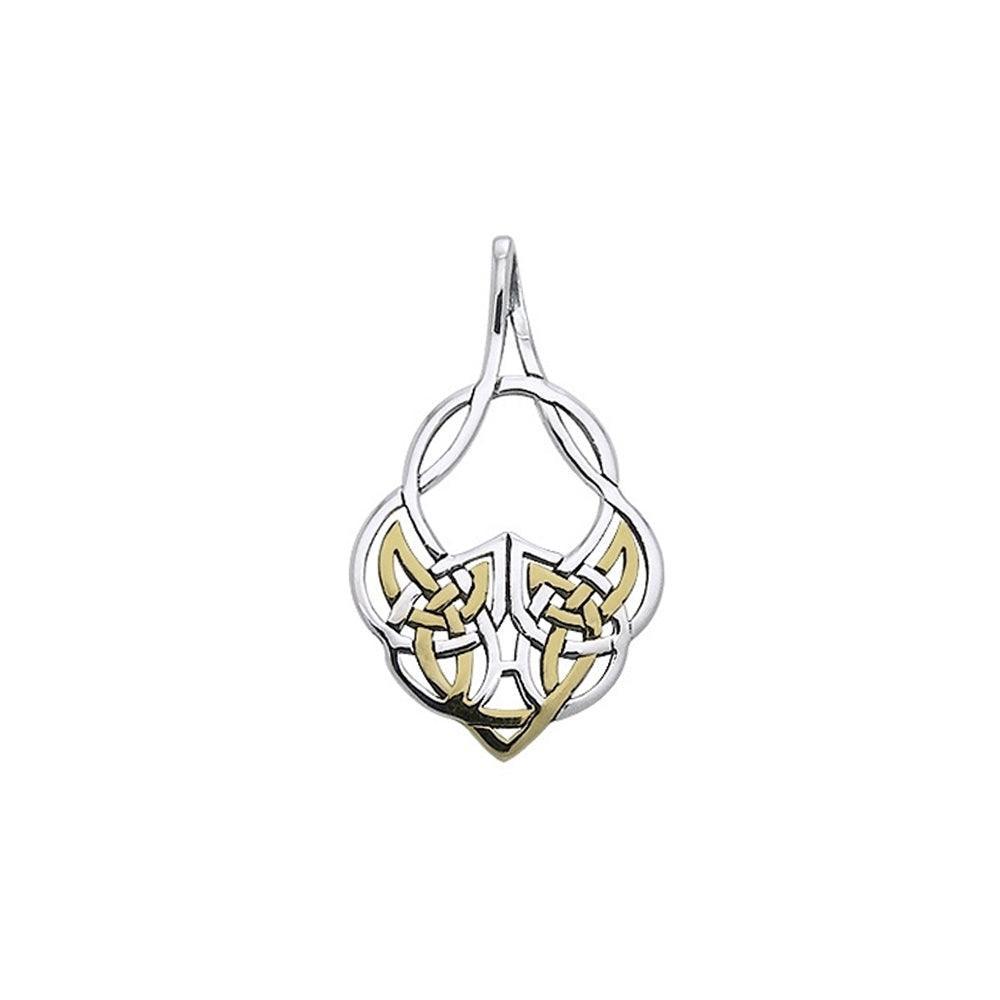 Modern Celtic Silver with 14k Gold accent Pendant MPD3547 - peterstone.dropshipping