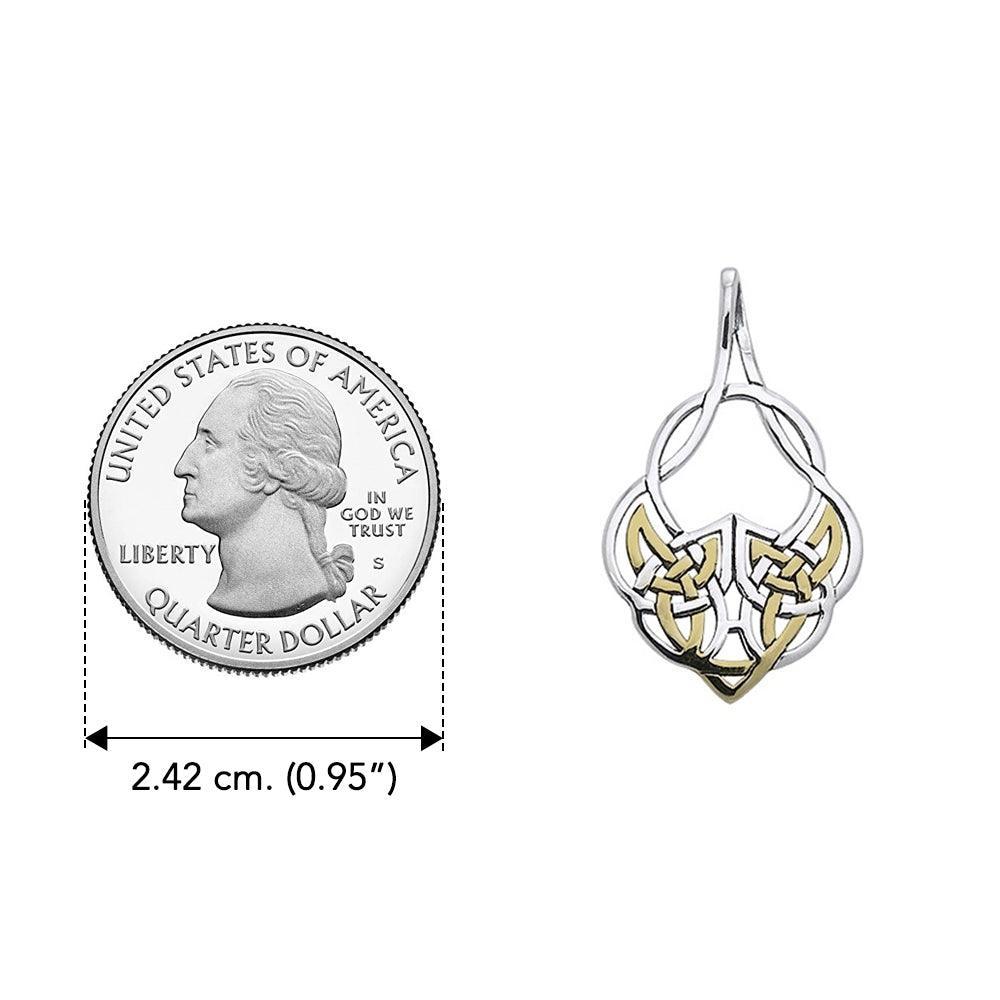 Modern Celtic Silver with 14k Gold accent Pendant MPD3547 - peterstone.dropshipping