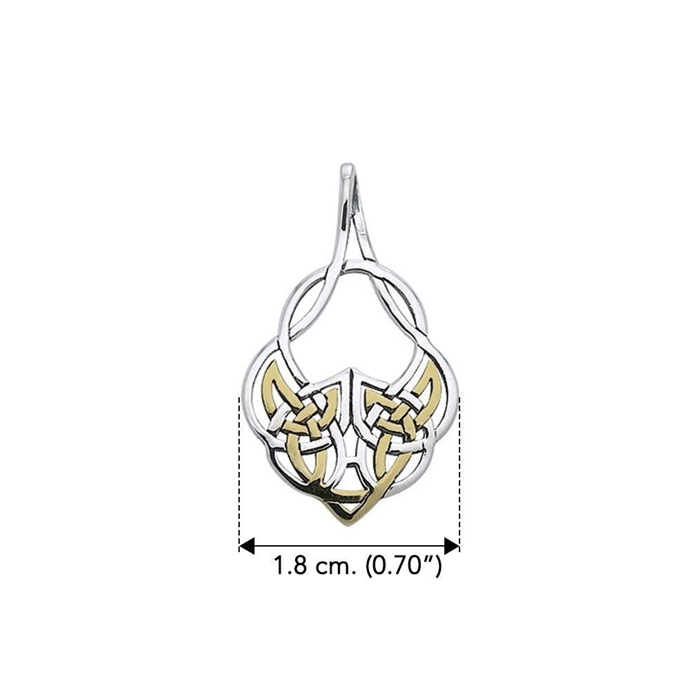 Modern Celtic Silver with 14k Gold accent Pendant MPD3547 - peterstone.dropshipping