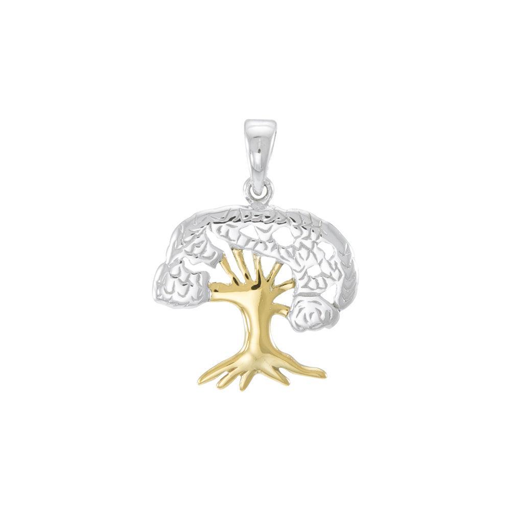 Tree of Life Silver with 14K gold Accents Pendant MPD3915 - peterstone.dropshipping