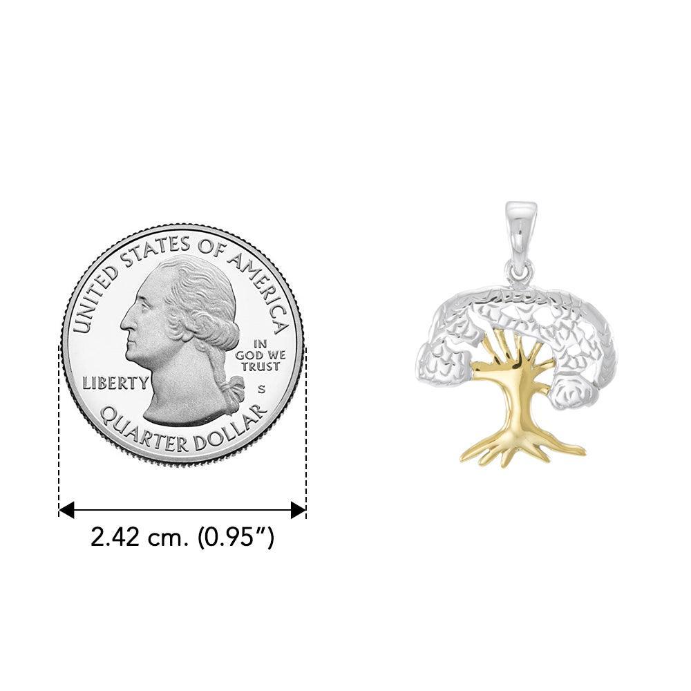 Tree of Life Silver with 14K gold Accents Pendant MPD3915 - peterstone.dropshipping