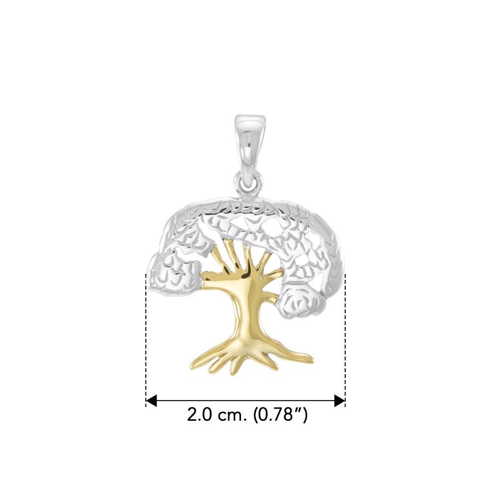 Tree of Life Silver with 14K gold Accents Pendant MPD3915 - peterstone.dropshipping