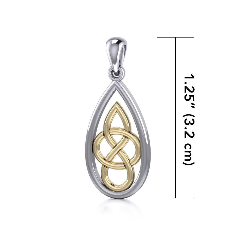 Modern Celtic Knot Silver and 14K Gold Accent Pendant MPD4197 - peterstone.dropshipping