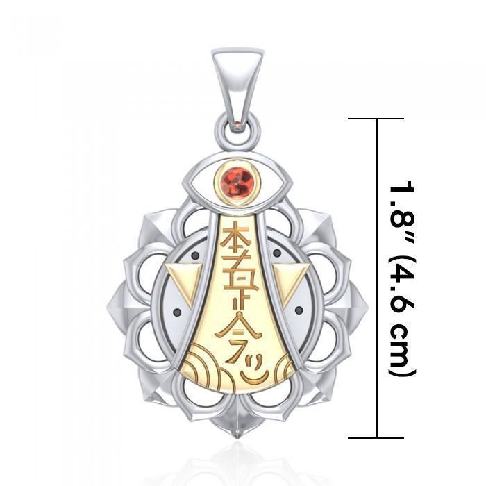 Chakra and Reiki Distance Healing Silver and Gold Pendant with Gemstone MPD4929 - peterstone.dropshipping