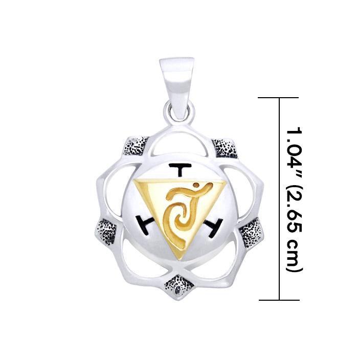 Manipura Solar Plexus Silver with 14k Gold Accent Chakra Pendant MPD897