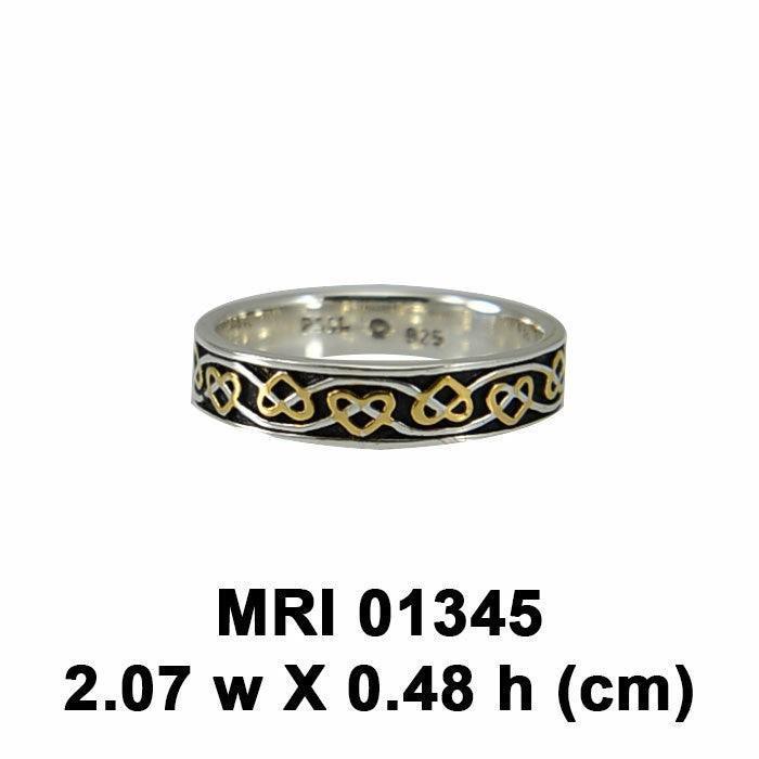 The ancient belief of everything eternal ~ Celtic Knotwork Sterling Silver Ring with 14k Gold Accent MRI1345 - peterstone.dropshipping