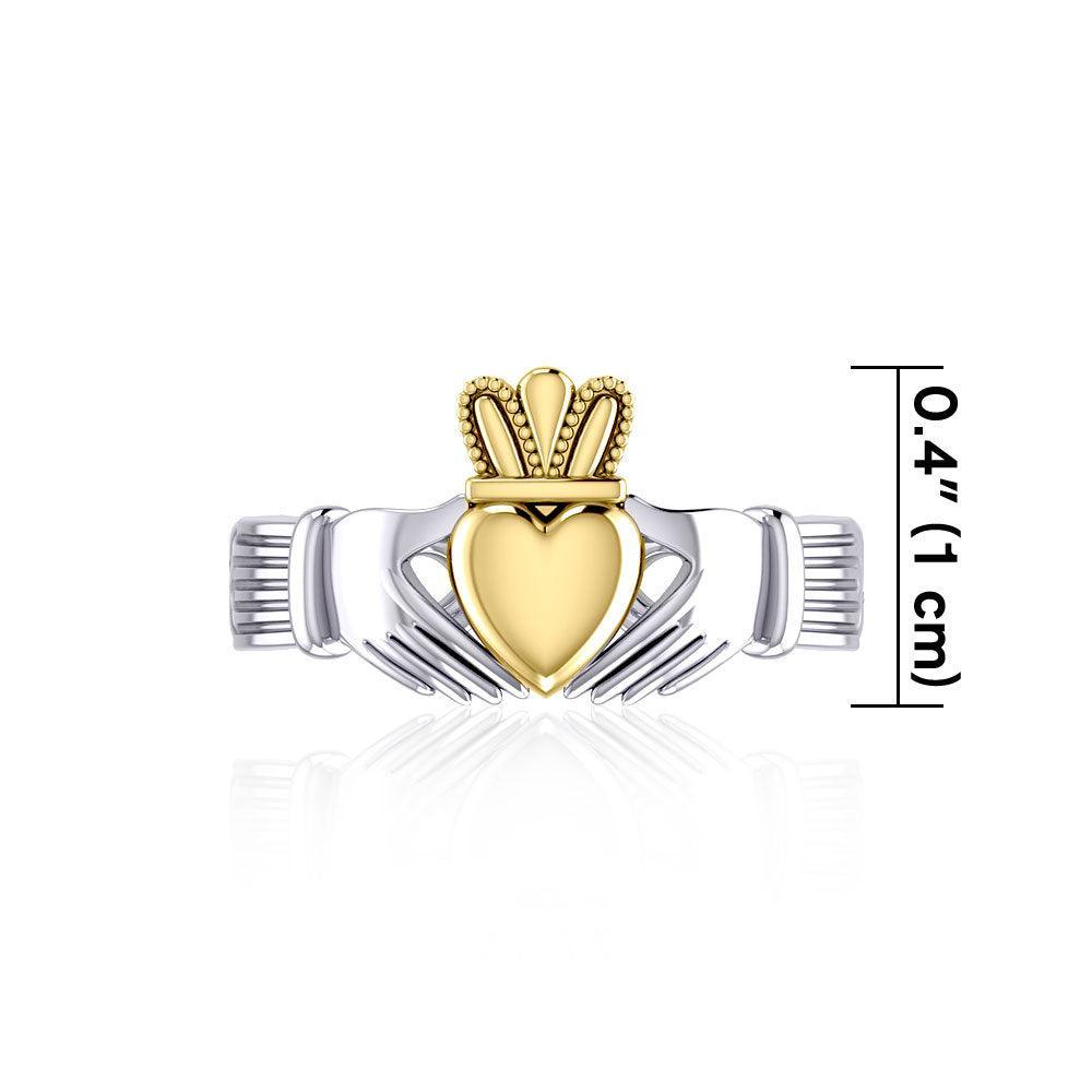 Infinity Claddagh Sterling Silver with Gold Accent Ring MRI1116 - peterstone.dropshipping