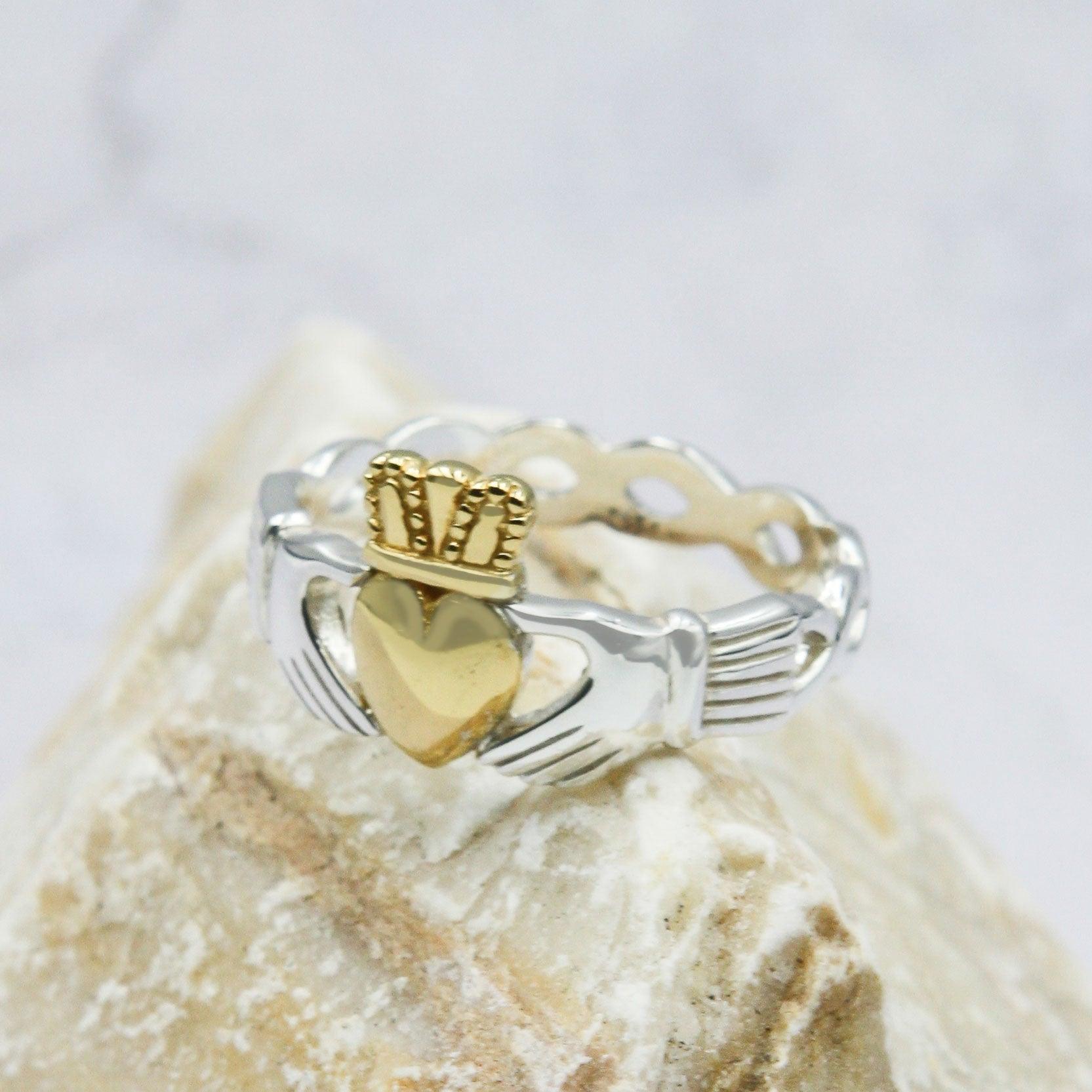 Infinity Claddagh Sterling Silver with Gold Accent Ring MRI1116 - peterstone.dropshipping