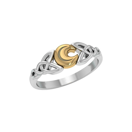 Celtic Moon Spell Silver and Gold Ring MRI1557 - peterstone.dropshipping