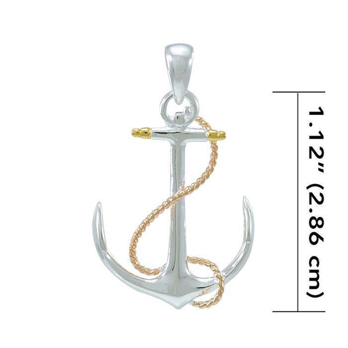 Anchor and Rope Three Tone Pendant OMG635 - peterstone.dropshipping