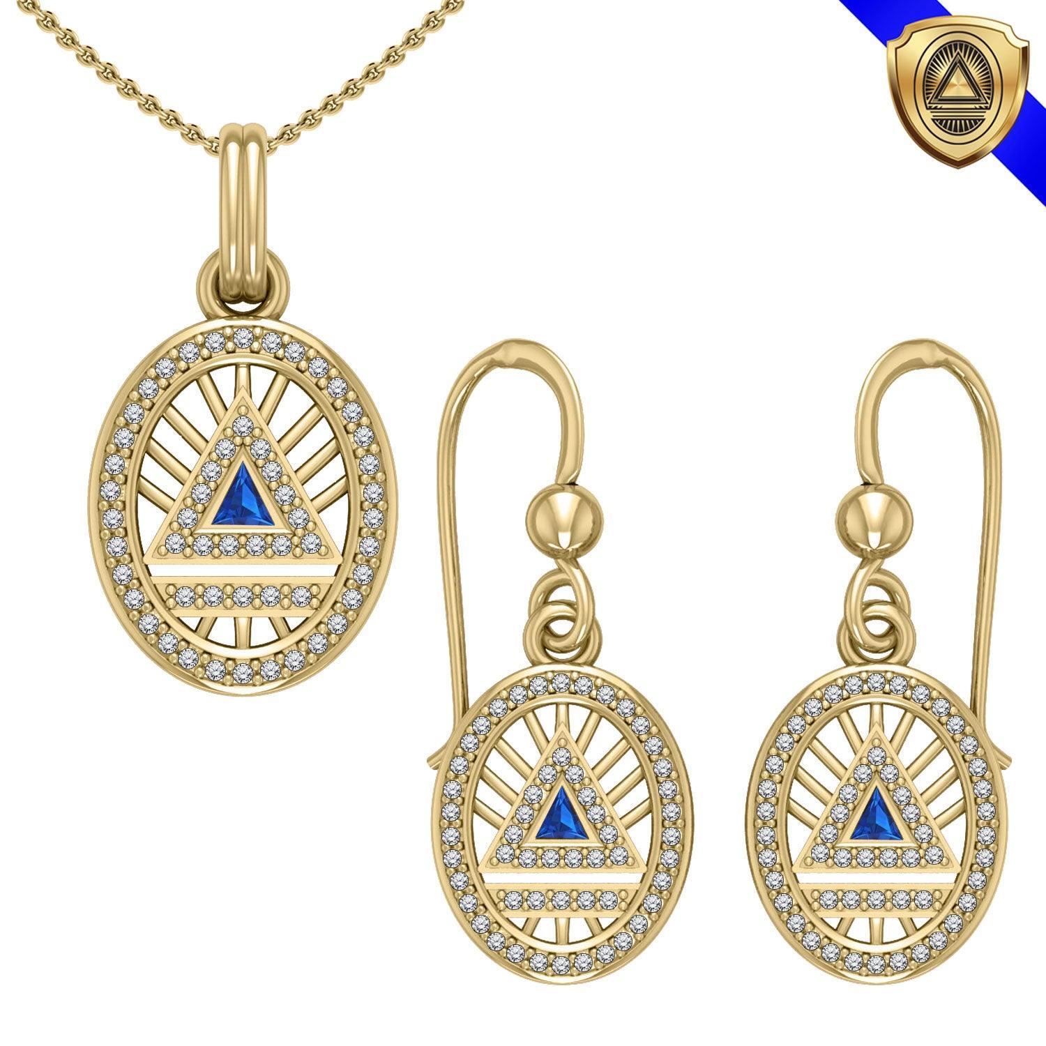 System Energy Symbol Gold Vermeil Plate on Silver Set with Gemstone VPD3694-VER1278 - peterstone.dropshipping