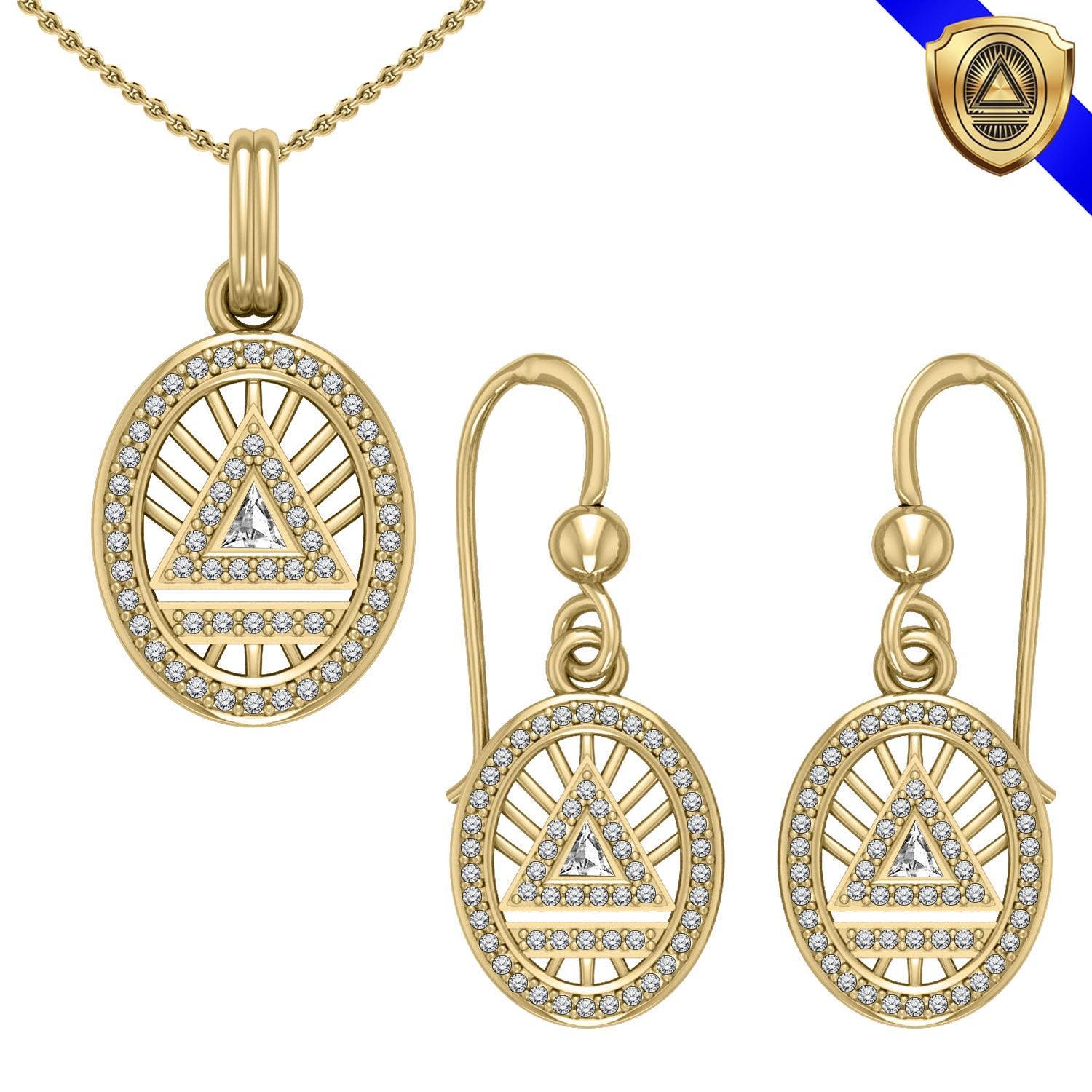 System Energy Symbol Gold Vermeil Plate on Silver Set with Gemstone VPD3694-VER1278 - peterstone.dropshipping