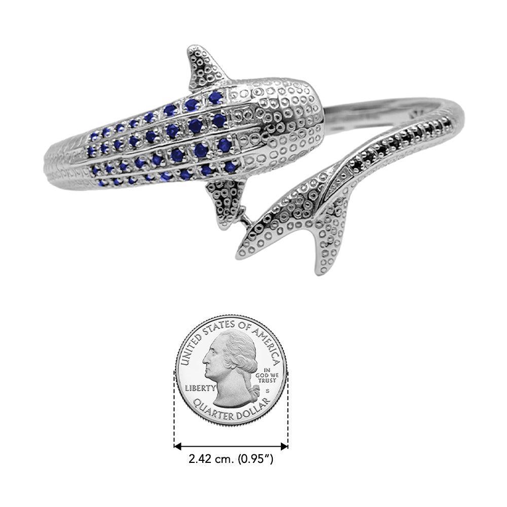 Whale Shark Silver Cuff Bracelet with Gemstones and Locking System TBA300 - peterstone.dropshipping