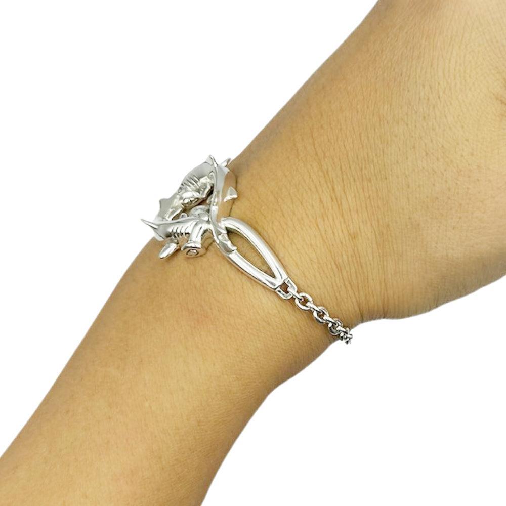 Double Hammerhead Shark Sterling Silver Chain Bracelet - peterstone.dropshipping