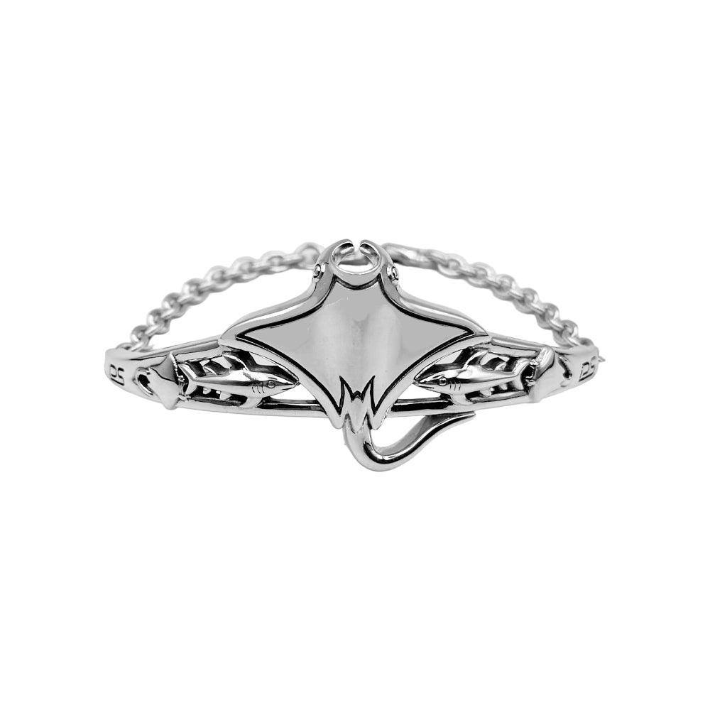 Manta Rays and Sharks Sterling Silver Chain Bracelet - peterstone.dropshipping