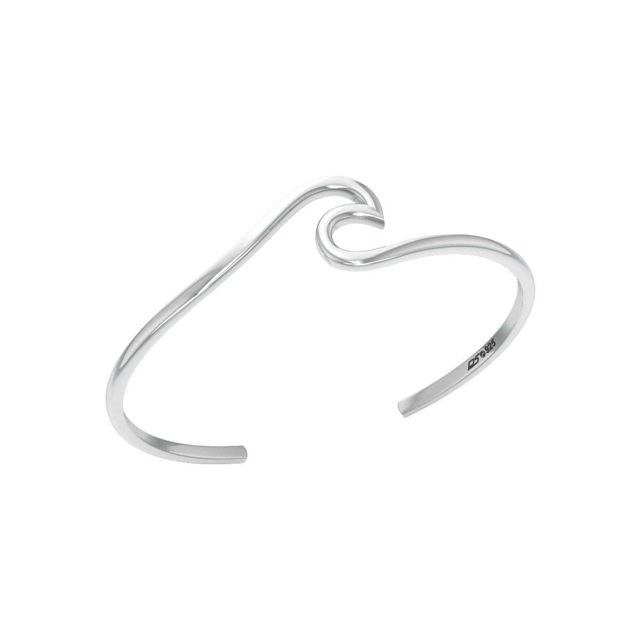 Peter Stone Jewelry Sterling Silver Smooth Wave Cuff Bracelet - Divesilver Collection TBA310 - peterstone.dropshipping