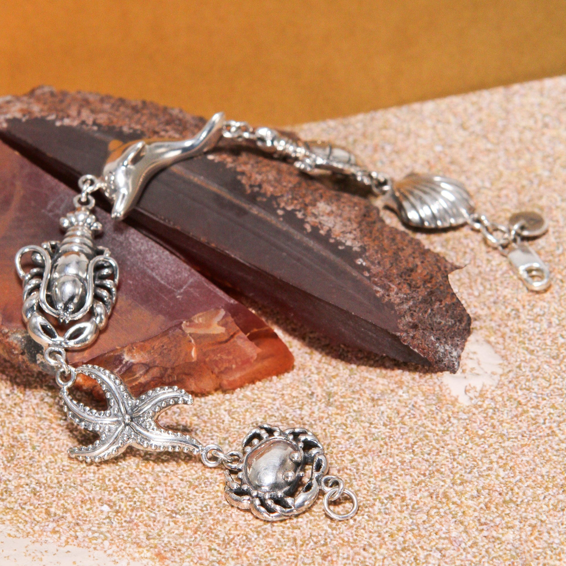 Breathing in the Sealife ~ Sterling Silver Jewelry Link Bracelet TBG352 - peterstone.dropshipping