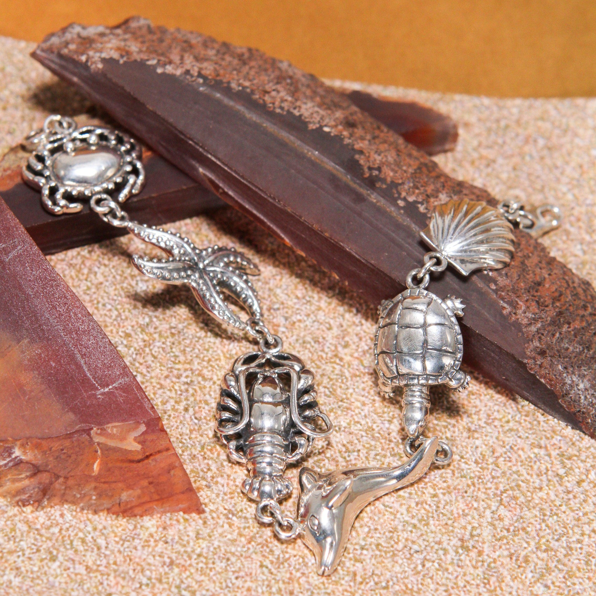 Breathing in the Sealife ~ Sterling Silver Jewelry Link Bracelet TBG352 - peterstone.dropshipping