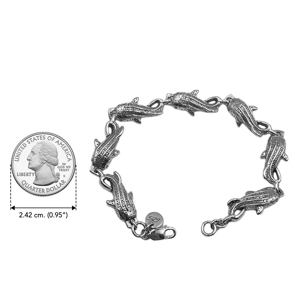 Whale Shark Sterling Silver Link Bracelet by DiveSilver TBL415