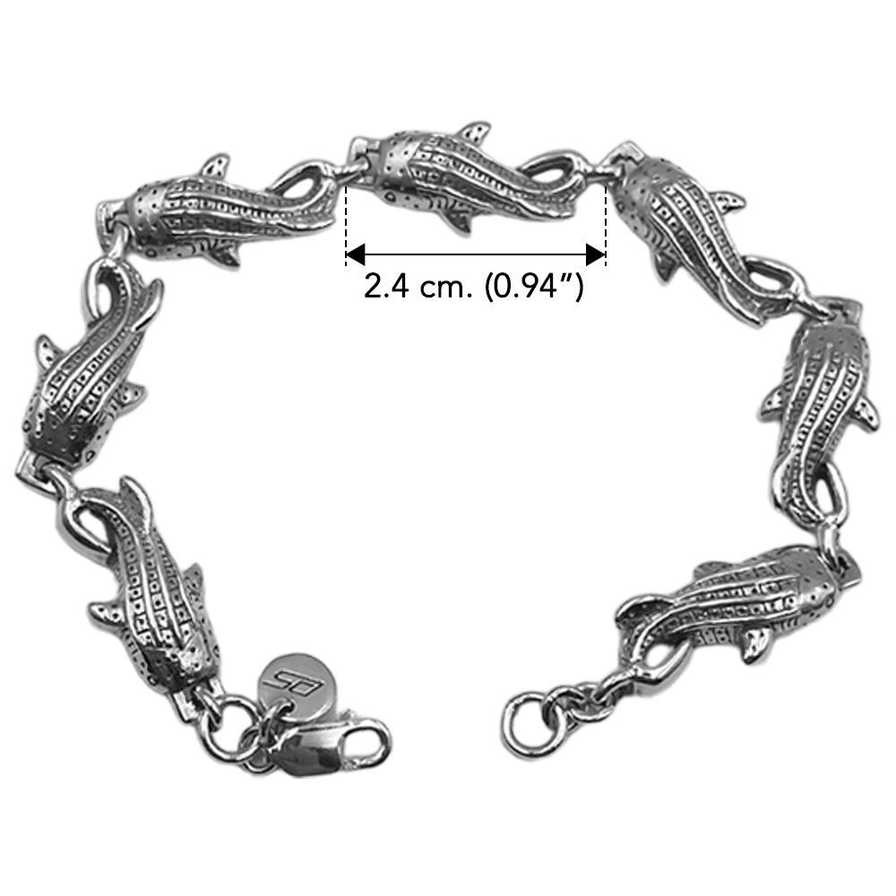 Whale Shark Sterling Silver Link Bracelet by DiveSilver TBL415