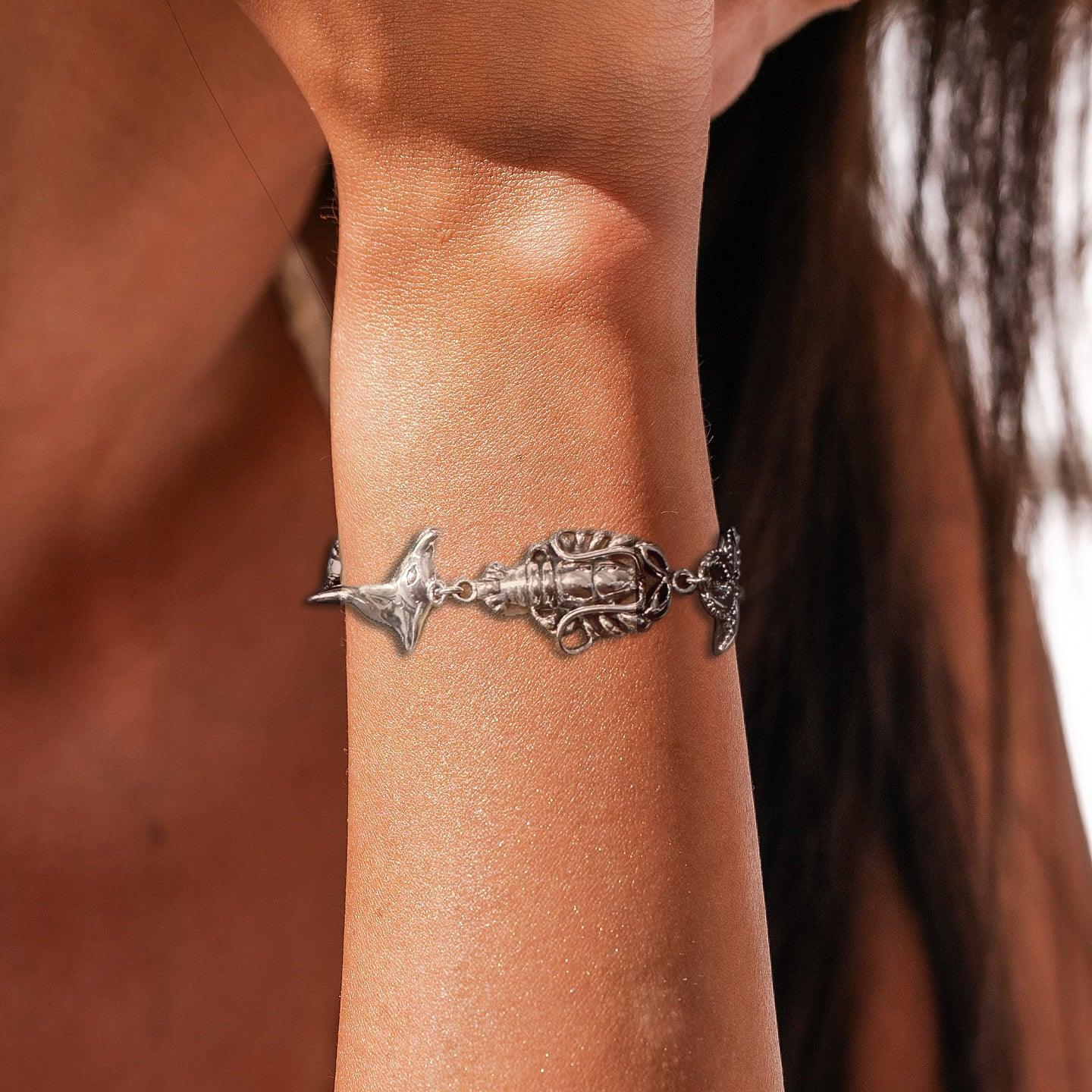 Breathing in the Sealife ~ Sterling Silver Jewelry Link Bracelet TBG352 - peterstone.dropshipping