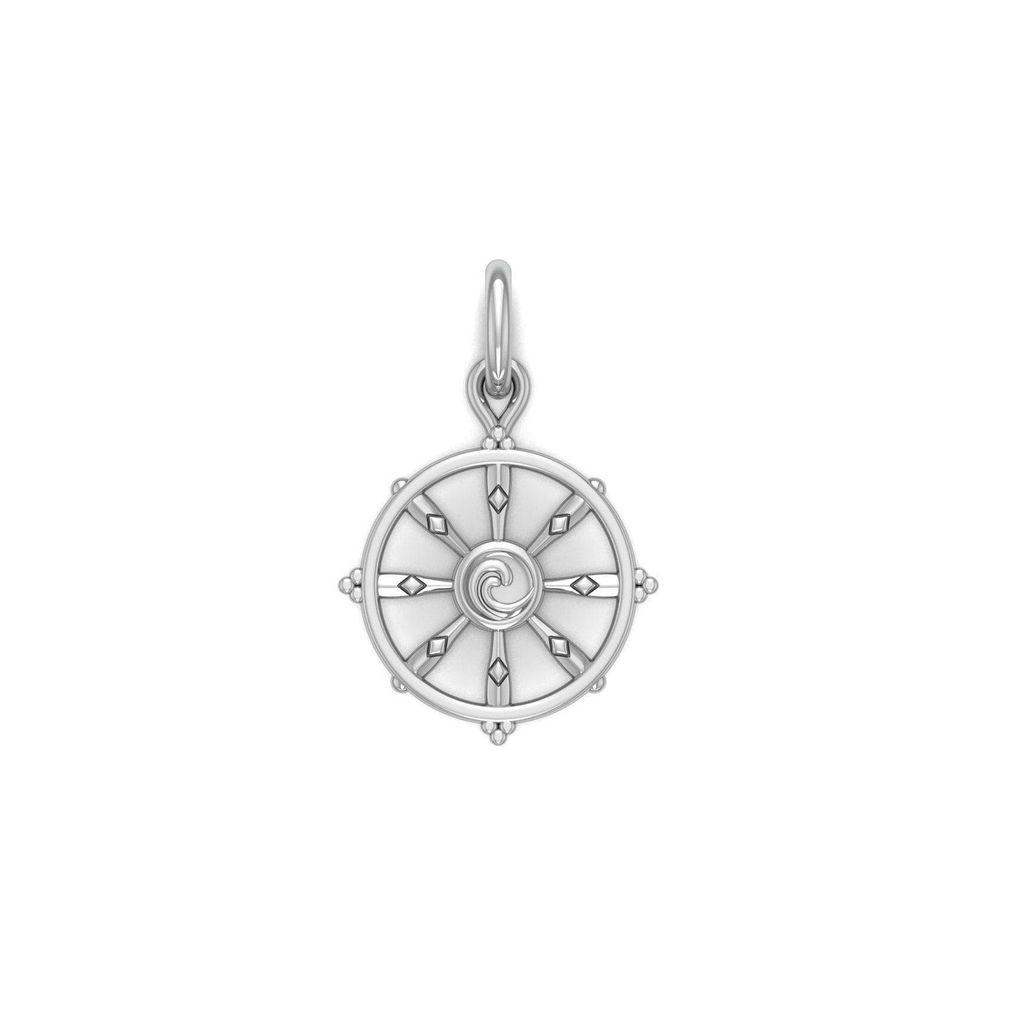 Ship Wheel with Wave Silver Charm TCM707 - peterstone.dropshipping