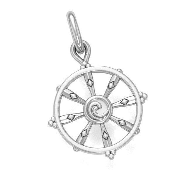 Ship Wheel with Wave Silver Charm TCM707 - peterstone.dropshipping