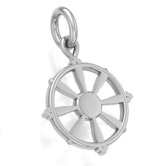 Ship Wheel with Wave Silver Charm TCM707 - peterstone.dropshipping