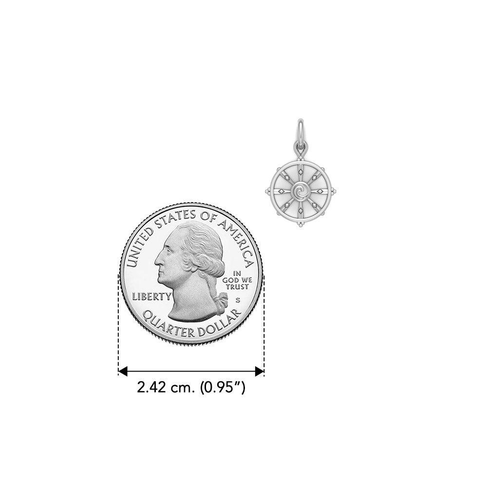 Ship Wheel with Wave Silver Charm TCM707 - peterstone.dropshipping