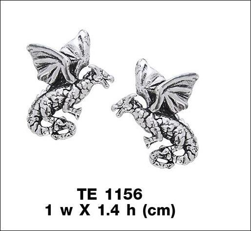 Flying Dragons Silver Post Earrings TE1156 - peterstone.dropshipping