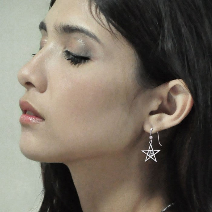 Pentagram Sterling Silver Earrings TE1177