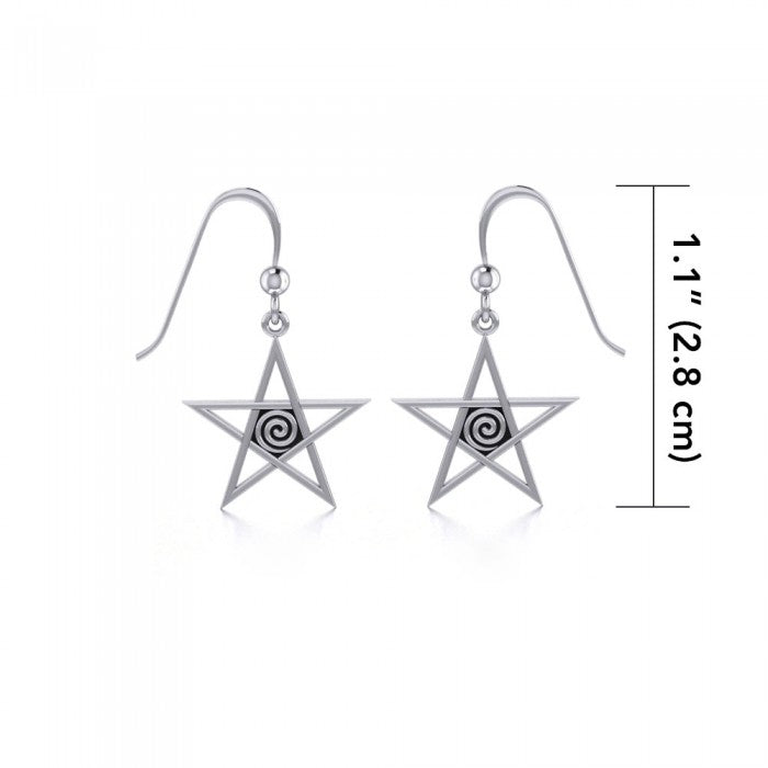 Pentagram Sterling Silver Earrings TE1177