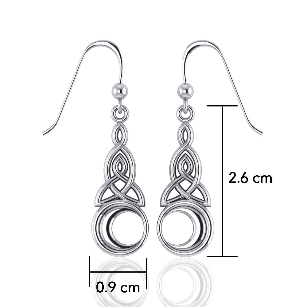 Celtic Triquetra with Crescent Moon Sterling Silver Earrings TE2565