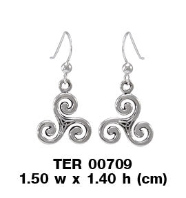 A symbolic happiness of the Trinity ~ Celtic Triskelion Trinity Knot Sterling Silver Earrings TER709