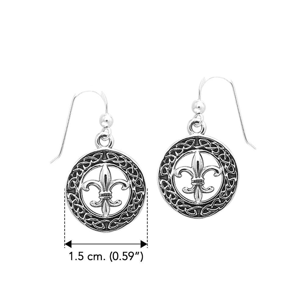 Fit for a queen in Celtic Knotwork Fleur-de-Lis ~ Sterling Silver Jewelry Hook Earrings TER113 - peterstone.dropshipping