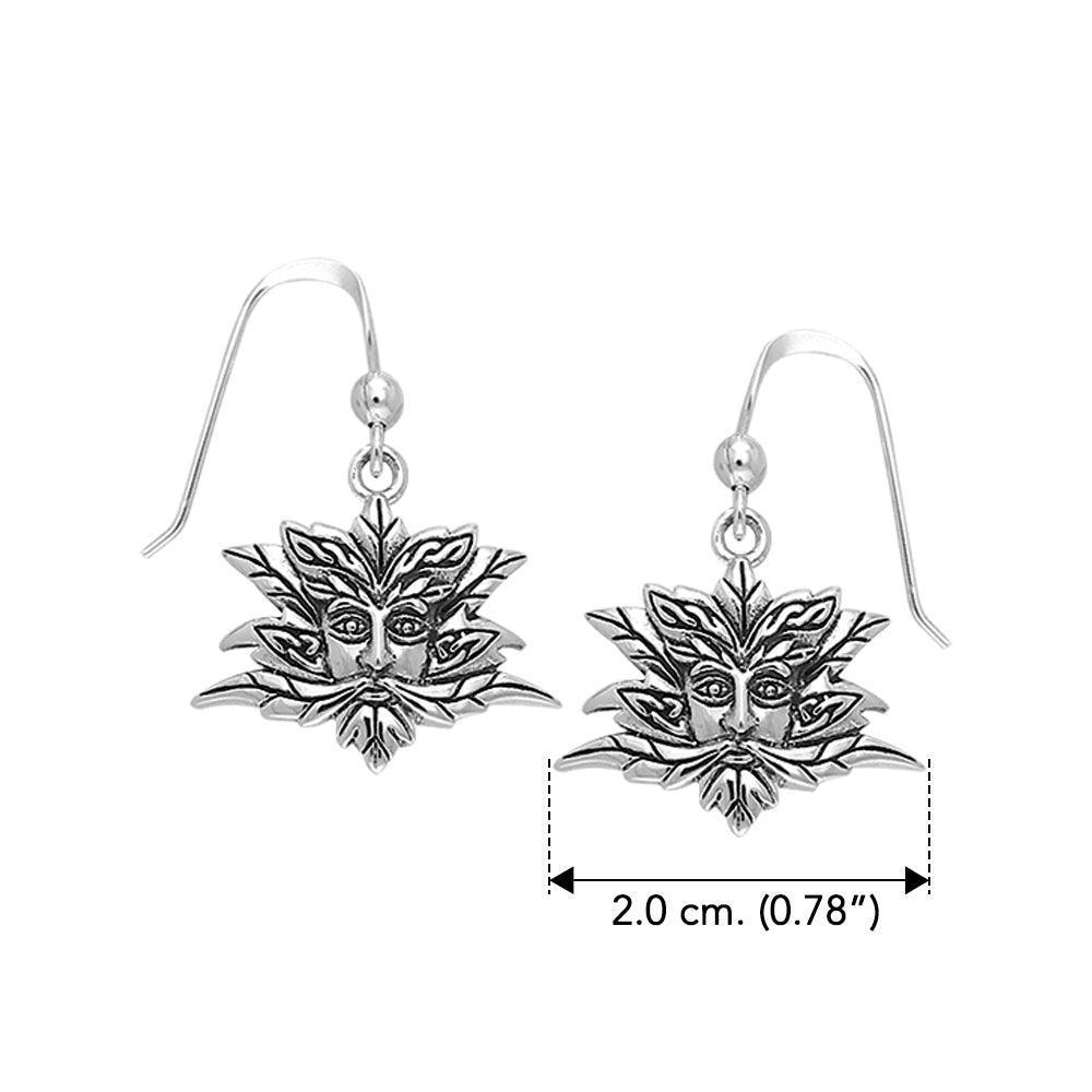 Green Man Silver Earrings TER128