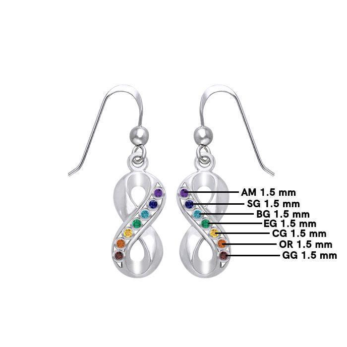 Infinity Silver Earrings with Chakra Gemstone TER1790-Mix Gemstone - peterstone.dropshipping