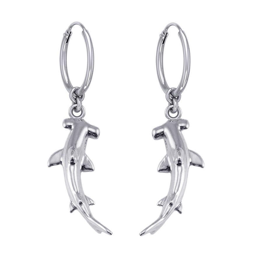 Hammerhead Shark Silver Hoop Earrings TER1934 - peterstone.dropshipping