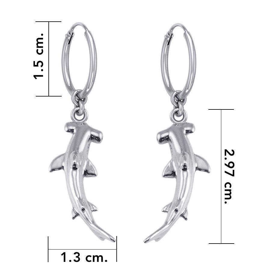 Hammerhead Shark Silver Hoop Earrings TER1934 - peterstone.dropshipping