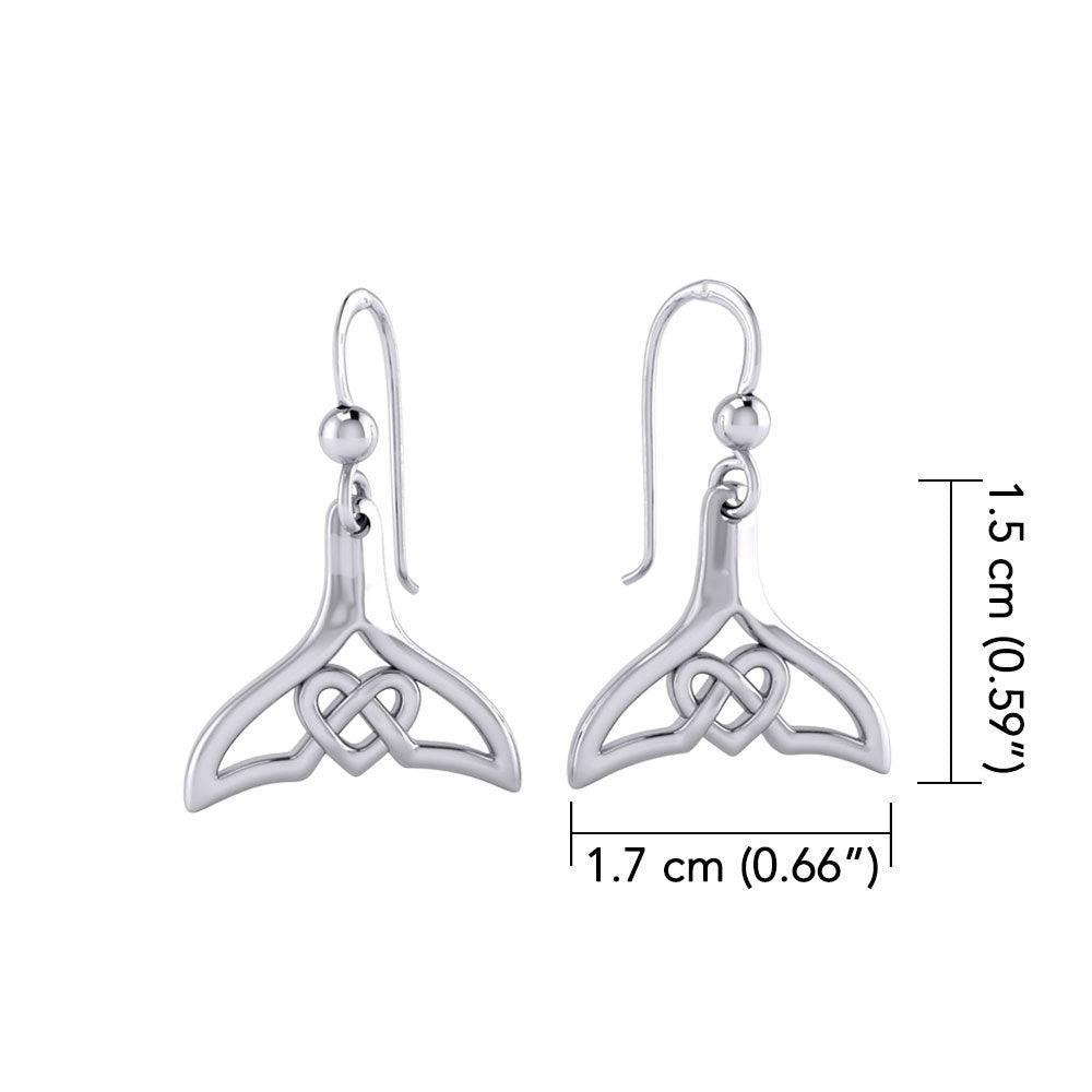 Whale Tail and Celtic Heart Silver Earrings TER2163 - peterstone.dropshipping