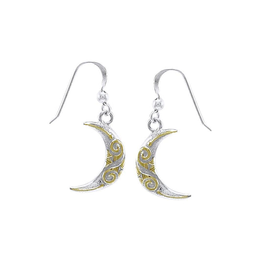 Celtic Moon Spiral Silver and 14K Gold accent Earrings TEV2914 - peterstone.dropshipping