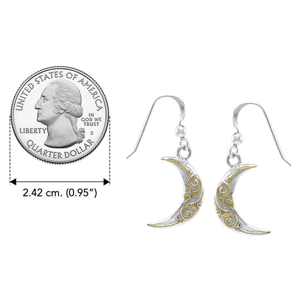 Celtic Moon Spiral Silver and 14K Gold accent Earrings TEV2914 - peterstone.dropshipping