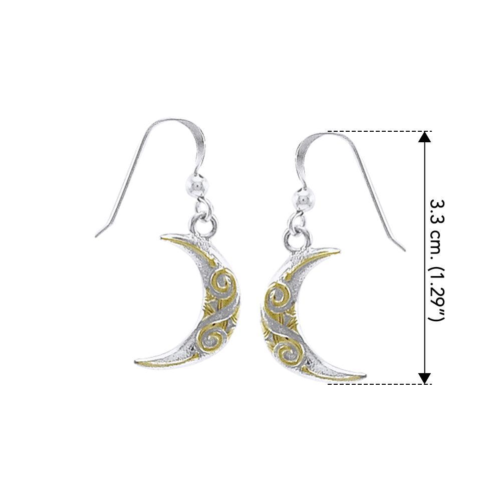 Celtic Moon Spiral Silver and 14K Gold accent Earrings TEV2914 - peterstone.dropshipping