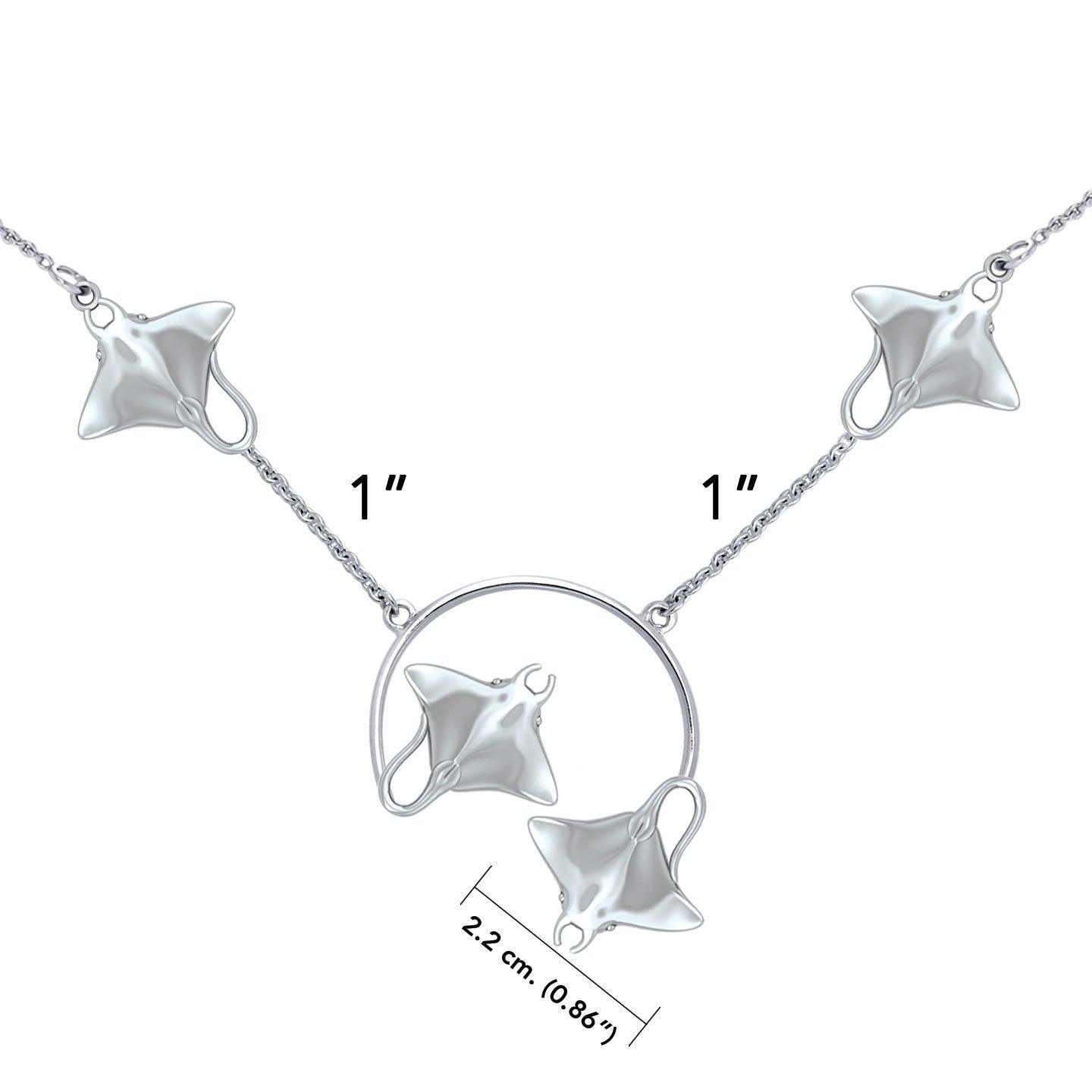 Quadruple Manta Ray Sterling Silver Necklace TNC561 - peterstone.dropshipping